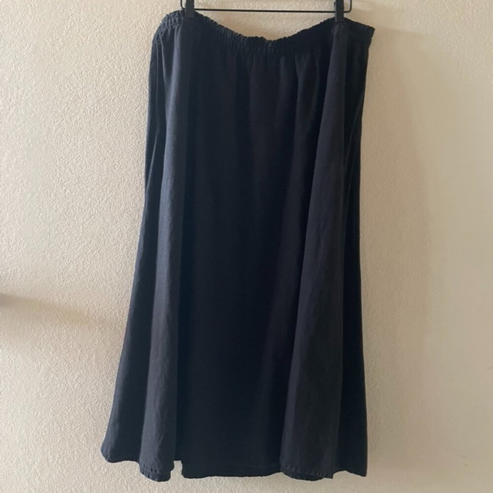 H&M Black Linen Linen Blend Maxi Skirt Natural Fibers 2XL Plus